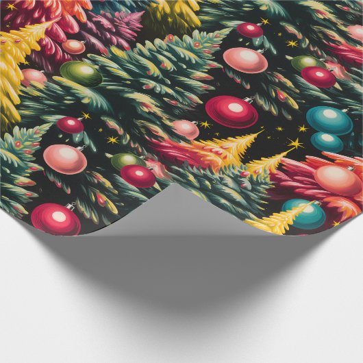 Retro Mod Christbaum Extravaganza Geschenkpapier (Ecke)