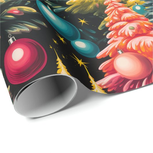 Retro Mod Christbaum Extravaganza Geschenkpapier (Rolleneckpunkt)