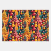Retro Mod Christbaum Extravaganza Geschenkpapier Set (Vorderseite 3)