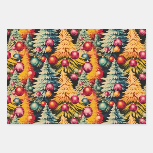 Retro Mod Christbaum Extravaganza Geschenkpapier Set (Vorderseite 2)