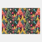 Retro Mod Christbaum Extravaganza Geschenkpapier Set (Vorderseite)