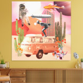 Retro Mod Collage Icons Desert Spaceman Leinwanddruck (Insitu (Wohnzimmer))