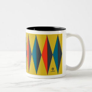 Retro Mod Diamond Muster Zweifarbige Tasse