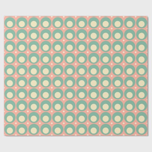 Retro Mod Dots Muster Rosa und Aquamarin Geschenkpapier (Flach)