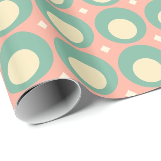 Retro Mod Dots Muster Rosa und Aquamarin Geschenkpapier (Rolleneckpunkt)
