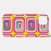 Retro Mod Funky Pink Squares Pattern Phone Case (Rückseite (Horizontal))