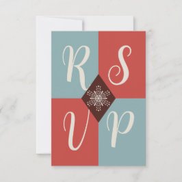 Retro Mod Geometric Christmas RSVP Card Einladung