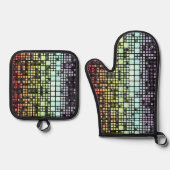 Retro Mod Geometric Groovy Funky Neurogender Pride Ofenhandschuh & Topflappen-Set (Vorderseite)