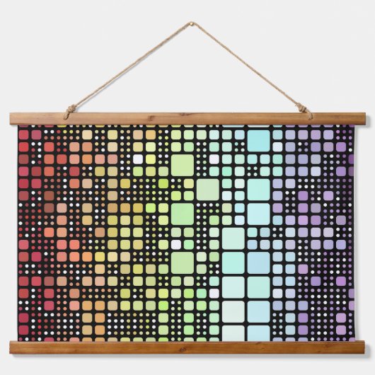 Retro Mod Geometric Groovy Funky Neurogender Pride Wandteppich Mit Holzrahmen (Vorderseite)