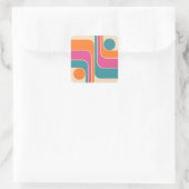 Retro-Mod-Geometrisches Design Quadratischer Aufkleber (Tasche)