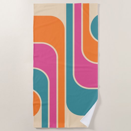 Retro-Mod-Geometrisches Design Strandtuch (Vorderseite)