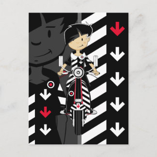 Retro Mod Girl on Scooter Postcard Postkarte