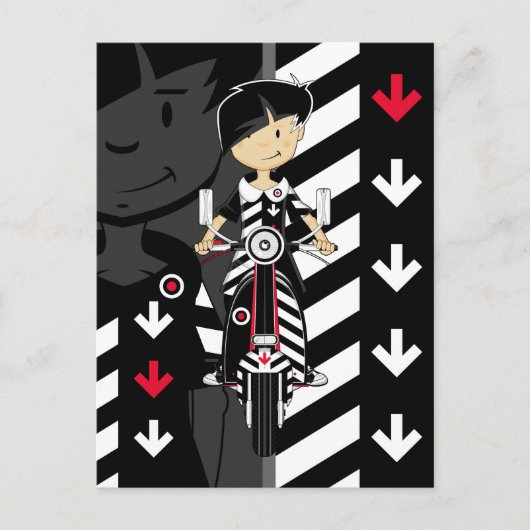 Retro Mod Girl on Scooter Postcard Postkarte (Vorderseite)