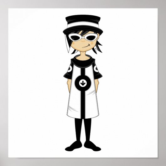 Retro Mod Girl Print Poster (Vorne)