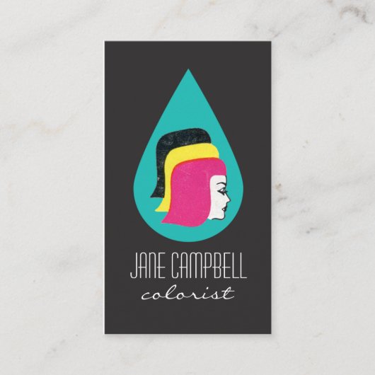 Retro Mod-Haar-Farbenkünstler-oder Visitenkarte (Vorderseite)