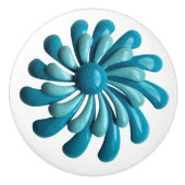 Retro MOD Hippie Blue Crazy Blumen Floral Spring Keramikknauf (Vorderseite)