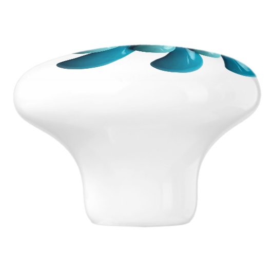 Retro MOD Hippie Blue Crazy Blumen Floral Spring Keramikknauf (Seitenansicht)