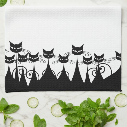 Retro-Mod-Katzen Geschirrtuch (Gefaltet)