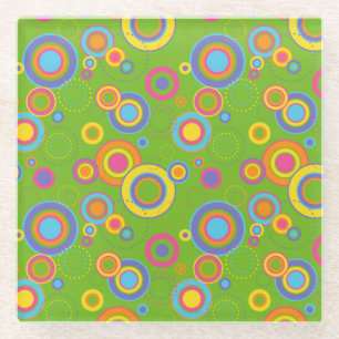 Retro-Mod-Kreise auf Grün Glasuntersetzer