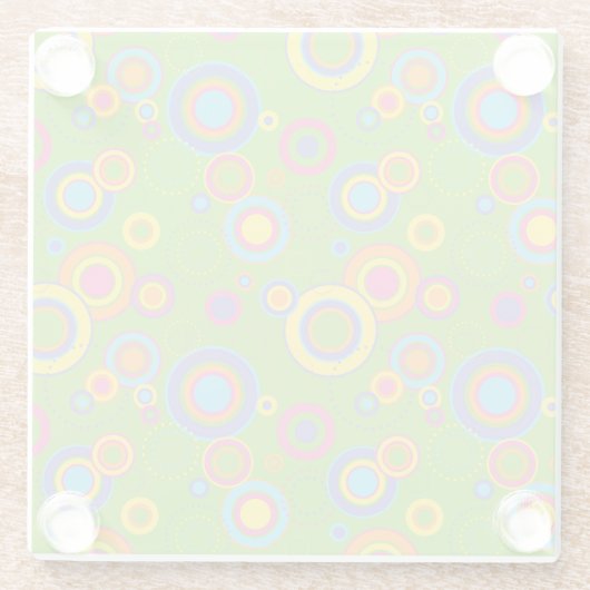 Retro-Mod-Kreise auf Grün Glasuntersetzer (Rückseite)