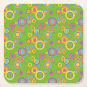 Retro-Mod-Kreise auf Grün Rechteckiger Pappuntersetzer (Vorderseite)