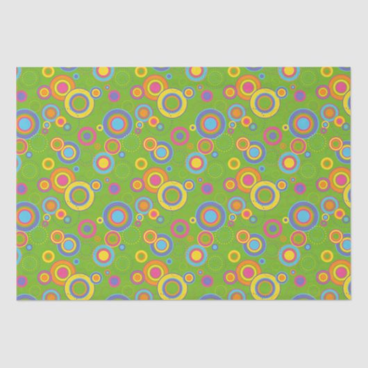 Retro-Mod-Kreise auf Grün Seidenpapier (Vorderseite)