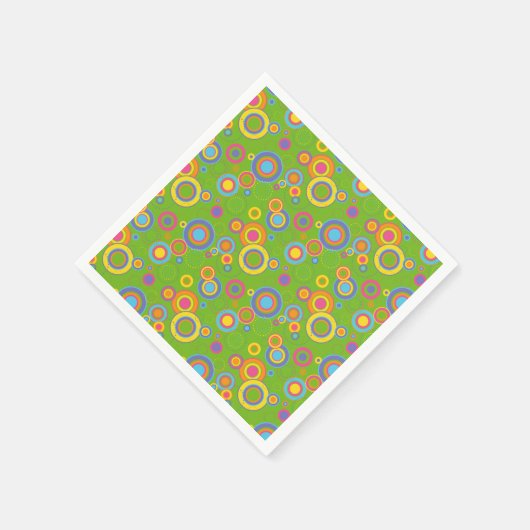 Retro-Mod-Kreise auf Grün Serviette (Ecke)