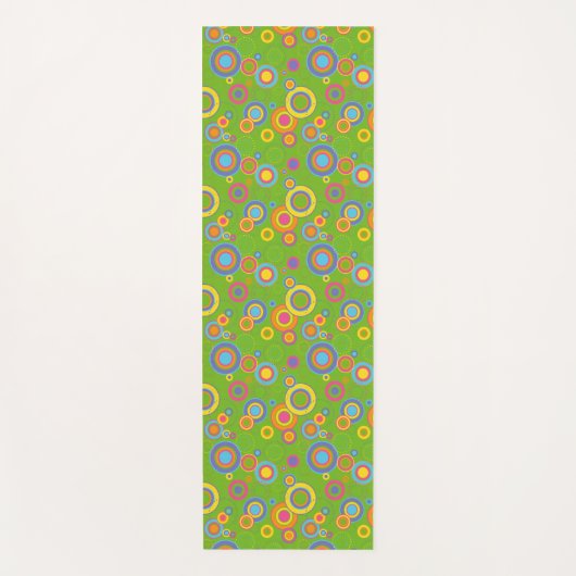 Retro-Mod-Kreise auf Grün Yogamatte (Vorderseite)