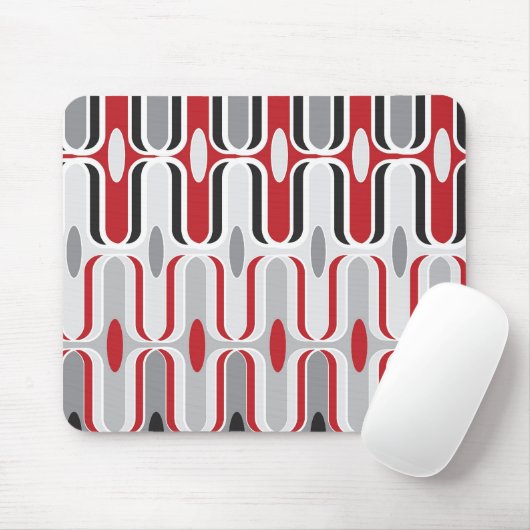 Retro Mod-Kunst-Deko verlaufen Funky Muster-rotes Mousepad (Mit Mouse)