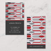 Retro Mod-Kunst-Deko verlaufen Funky Muster-rotes Visitenkarte (Vorne/Hinten)