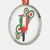 Retro Mod-Kunst-Italiener-Roller Silbernes Ornament (Links)