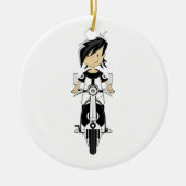 Retro Mod-Mädchen auf Roller-Verzierung Keramikornament (Vorne)