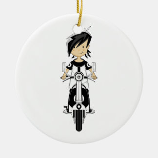Retro Mod-Mädchen auf Roller-Verzierung Keramikornament