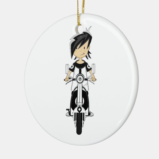 Retro Mod-Mädchen auf Roller-Verzierung Keramikornament (Links)