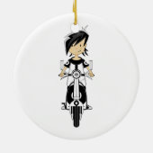 Retro Mod-Mädchen auf Roller-Verzierung Keramikornament (Hinten)