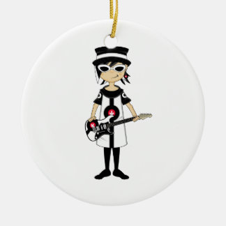 Retro Mod-Mädchen mit Gitarren-Verzierung Keramikornament