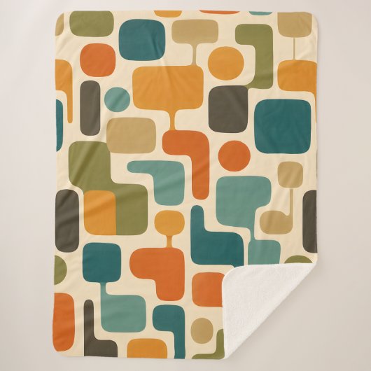 Retro-Mod-Mosaik-Fleece-Decke Sherpadecke (Vorderseite)