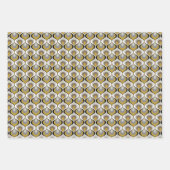 Retro-Mod-Muster Senf-Beige-Taupe-Grau Geschenkpapier Set (Vorderseite 2)