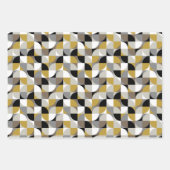 Retro-Mod-Muster Senf-Beige-Taupe-Grau Geschenkpapier Set (Vorderseite)
