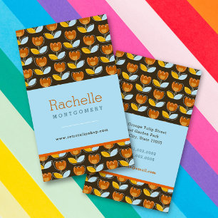 Retro-Mod-Orange-Tulpen-Blumenmuster Lustiges Prof Visitenkarte