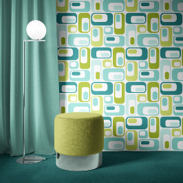 Retro Mod Ovals Apple Green Teal Aqua Blue Tapete