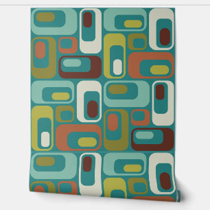 Retro Mod Ovals Kissen Aquamarines Aqua Grün braun Tapete