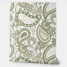 Retro-Mod-Paisley Oliv-Sage-Grün Beige