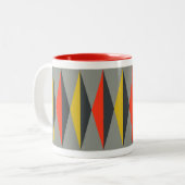 Retro Mod Pattern Grau Gelb Rot Schwarz Zweifarbige Tasse (Vorderseite Links)
