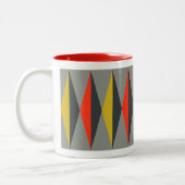 Retro Mod Pattern Grau Gelb Rot Schwarz Zweifarbige Tasse (Links)