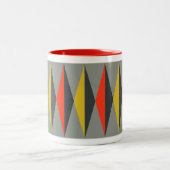 Retro Mod Pattern Grau Gelb Rot Schwarz Zweifarbige Tasse (Mittel)