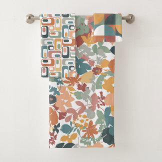 Retro Mod Patterns Aquamarine Terrasse Terracotta  Badhandtuch Set