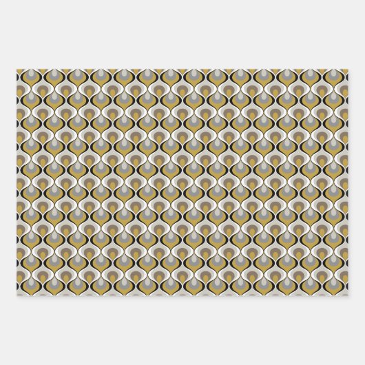 Retro Mod Patterns Mustard Beige Taupe Grey Geschenkpapier Set (Vorderseite 2)