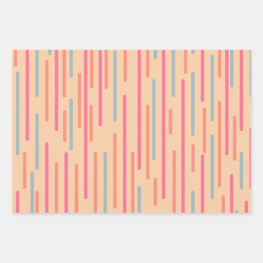 Retro Mod Patterns Pink Apricot Blue Geschenkpapier Set (Vorderseite 2)