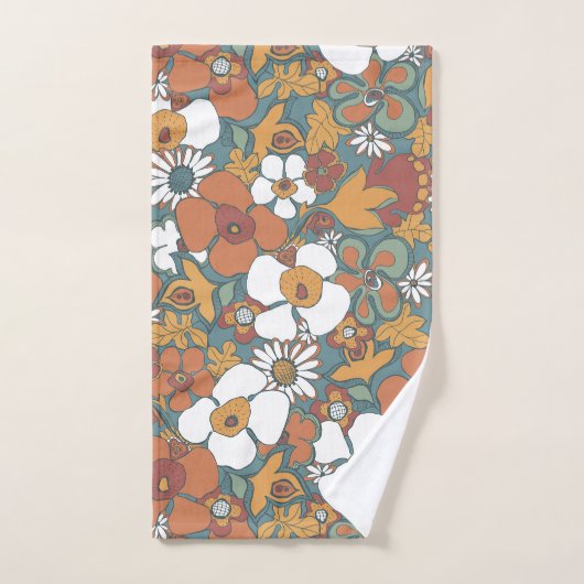 Retro Mod Patterns Sage Aquamarin Terracotta auf d Badhandtuch Set (Handtuch)